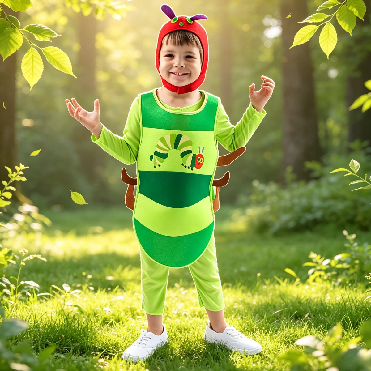 Cute Caterpillar Kids Costume, Vivid Cartoon Role‑Play Outfit, Full Dress‑up Set for Holiday Party & Stage Performance Gift