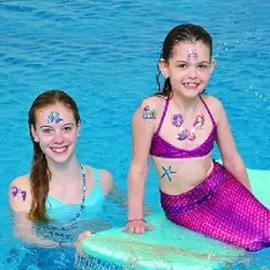 12 Sheets Glitter Kids Temporary Tattoos Toy Set- Mermaid Unicorn Rainbow Butterfly Waterproof for Girls Birthday Party Favors