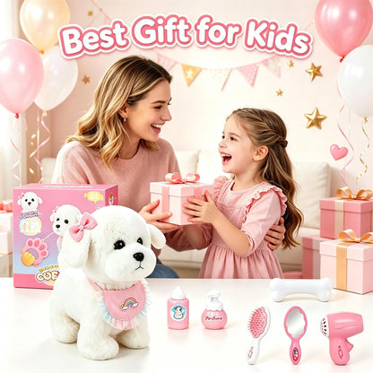 Interactive Stuffed Puppy Toys That Walk&Bark, Walking Dog Toy for Kids with Leash, Remote Control, Girls&Boys Aged 3+ GIFT