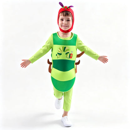 Cute Caterpillar Kids Costume, Vivid Cartoon Role‑Play Outfit, Full Dress‑up Set for Holiday Party & Stage Performance Gift