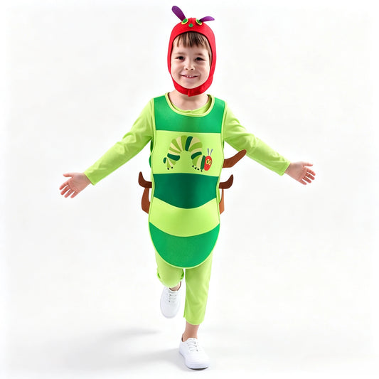 Cute Caterpillar Kids Costume, Vivid Cartoon Role‑Play Outfit, Full Dress‑up Set for Holiday Party & Stage Performance Gift