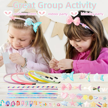 Girls DIY Toy Hair Accessories, Arts & Crafts Gift Set 6pcs Headband Making Kit,Christmas Birthday Gift ages  6 7 8 9 10 11