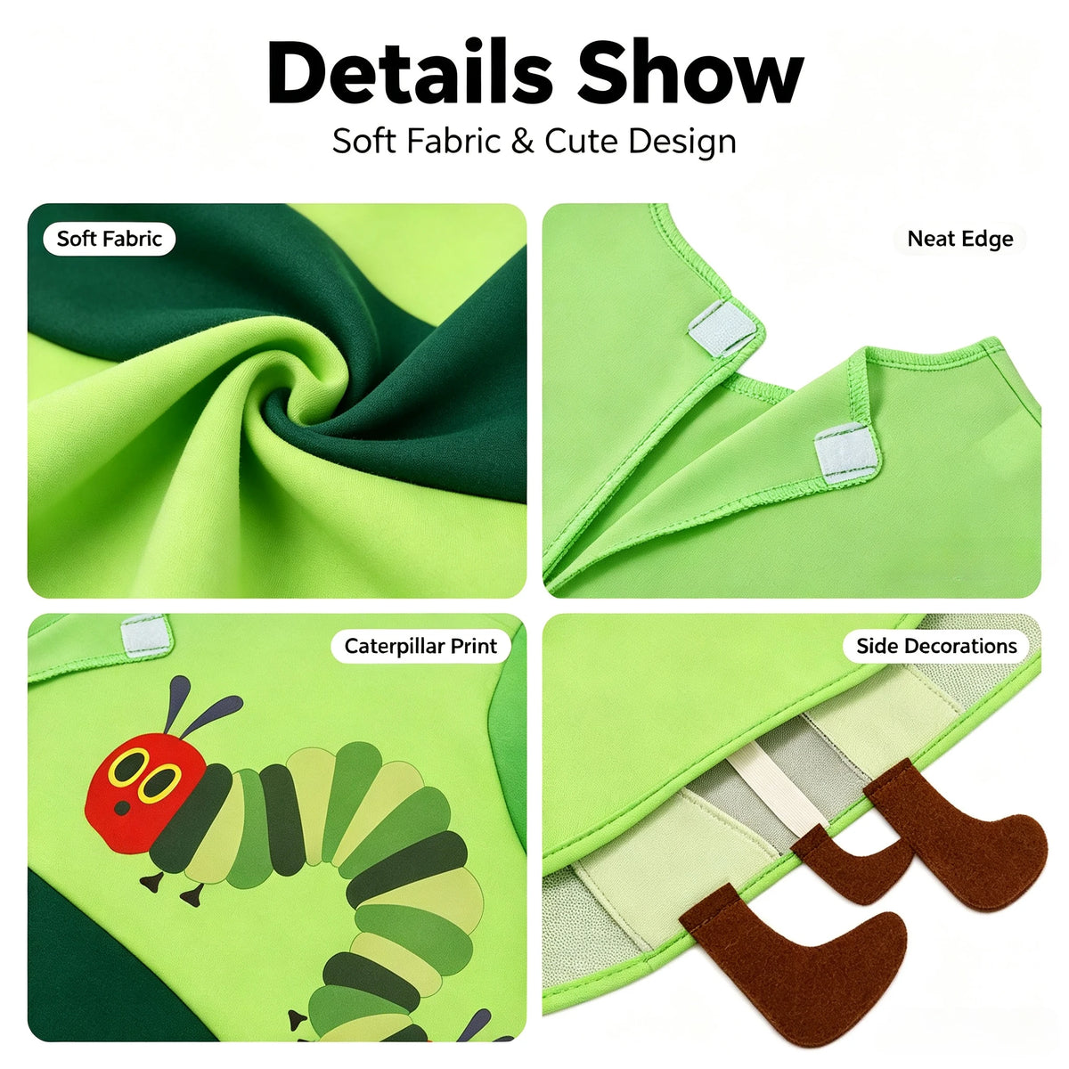 Cute Caterpillar Kids Costume, Vivid Cartoon Role‑Play Outfit, Full Dress‑up Set for Holiday Party & Stage Performance Gift