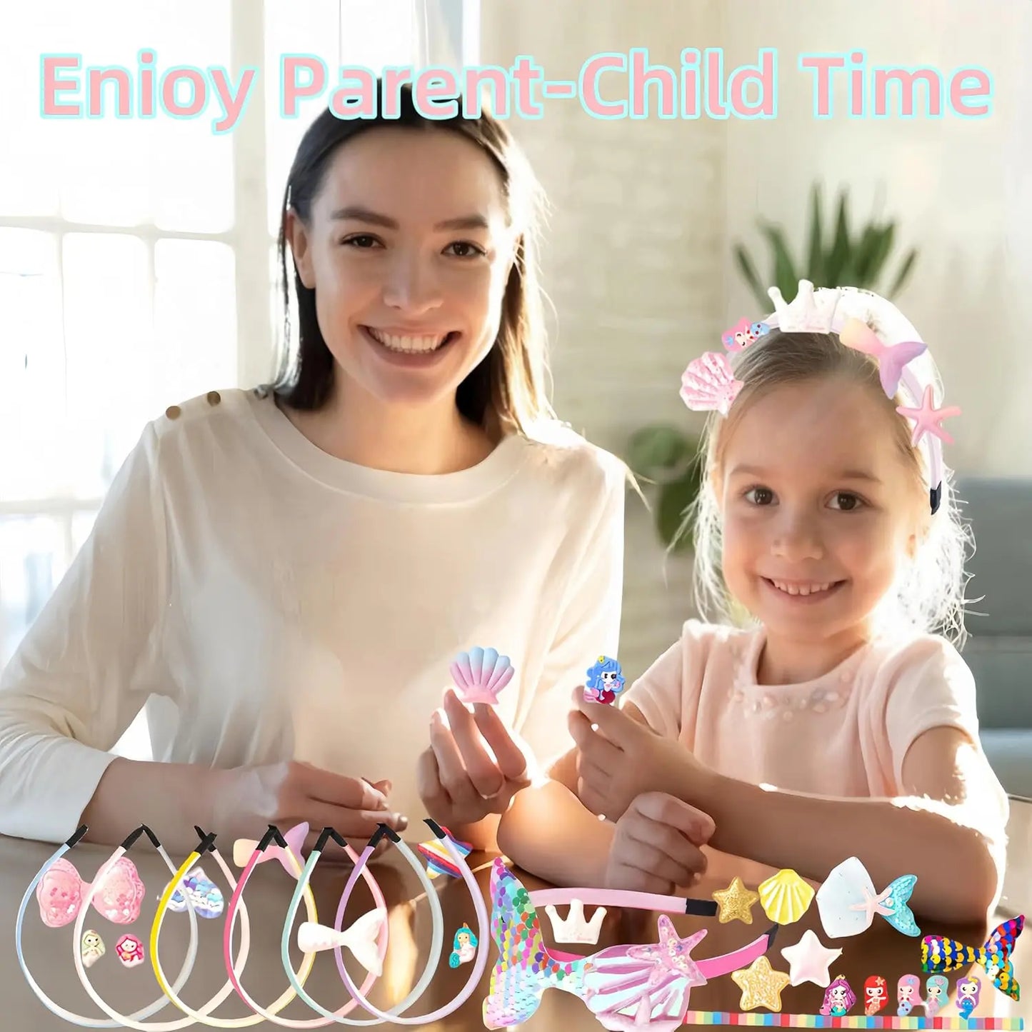 Girls DIY Toy Hair Accessories, Arts & Crafts Gift Set 6pcs Headband Making Kit,Christmas Birthday Gift ages  6 7 8 9 10 11