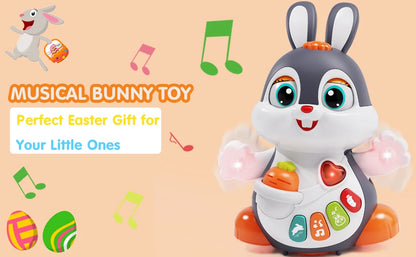 Musical Easter Bunny Toy, Dancing Crawling Tummy Time with Lights, Infant Learning Easter Gift & Basket Stuffer for Boys Girls