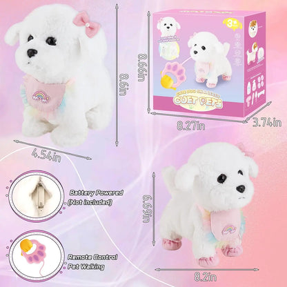 Interactive Stuffed Puppy Toys That Walk&Bark, Walking Dog Toy for Kids with Leash, Remote Control, Girls&Boys Aged 3+ GIFT