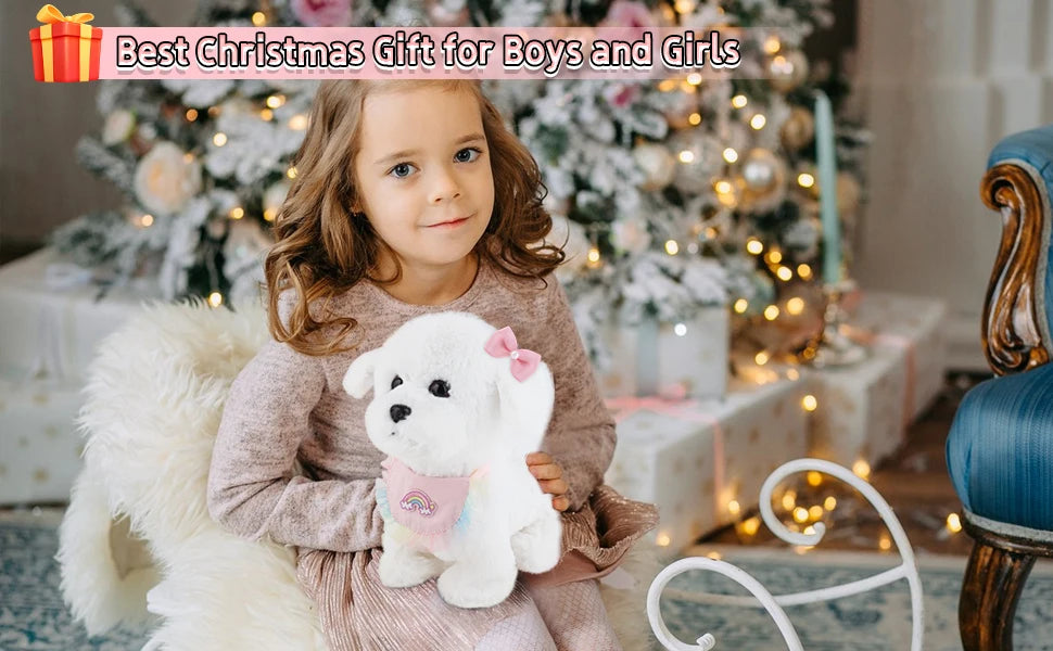 Interactive Stuffed Puppy Toys That Walk&Bark, Walking Dog Toy for Kids with Leash, Remote Control, Girls&Boys Aged 3+ GIFT