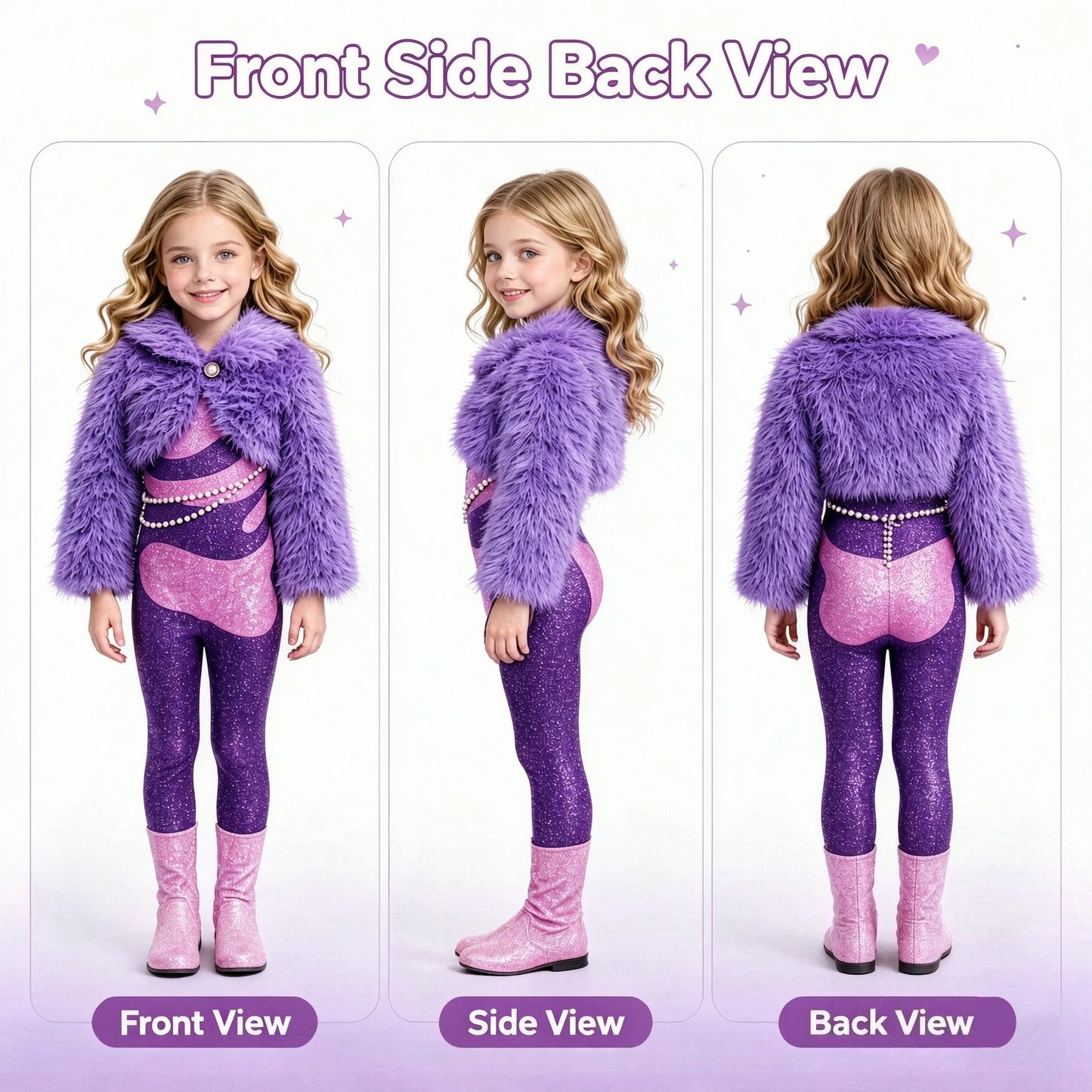 1 Pack Soft Plush Sheep Cosplay Jumpsuit for Girls,Zoo Cartoon Animal Costume, Halloween Theme Party Role Play Dress Up Outfit