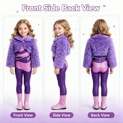 1 Pack Soft Plush Sheep Cosplay Jumpsuit for Girls,Zoo Cartoon Animal Costume, Halloween Theme Party Role Play Dress Up Outfit