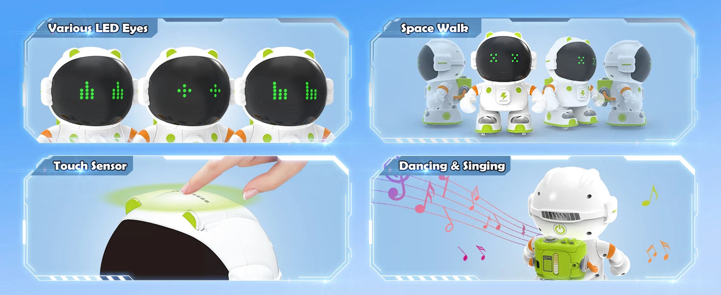 Interactive Smart Robot Toy for, Rechargeable Talking Toy with Touch Sense, Voice Control, Record, Dance & Sing, Birthday Gift