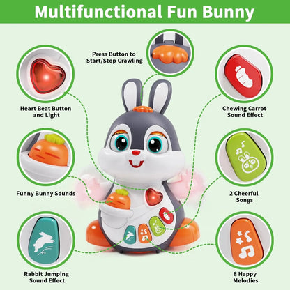 Musical Easter Bunny Toy, Dancing Crawling Tummy Time with Lights, Infant Learning Easter Gift & Basket Stuffer for Boys Girls