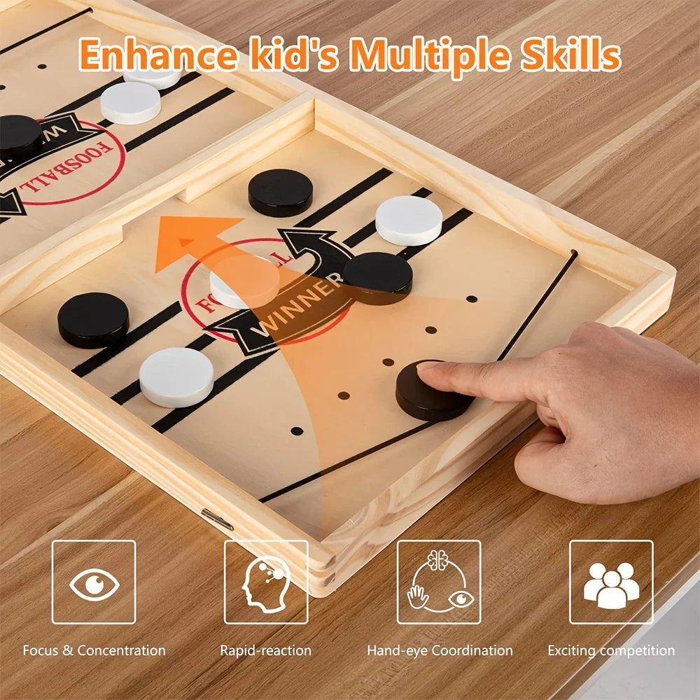 Fast Puck & Sling Puck Party Game, Winner Wooden Board Game For Family Parents Interaction, Birthday Christmas Helloween Gift
