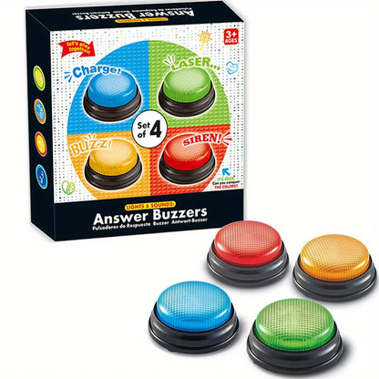 4pcs Lights and Sounds Buzzers Toy,  Creative Party Game Show and Classroom, Family,  Accessories, Stocking Stuffers for Kids