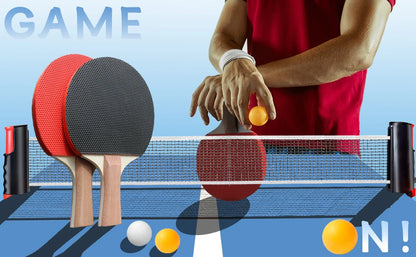 Ping Pong Paddle Set, Portable Table Tennis Set with Retractable Net & Carry Bag,40+ Pingpong Balls Indoor/Outdoor Games，gift