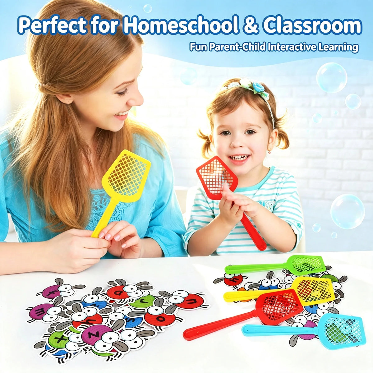 Kids Educational Fly Swatter Alphabet Game-Learning Flash Card Toy for Preschool Toddlers,Boost Focus & Brain Development Gift