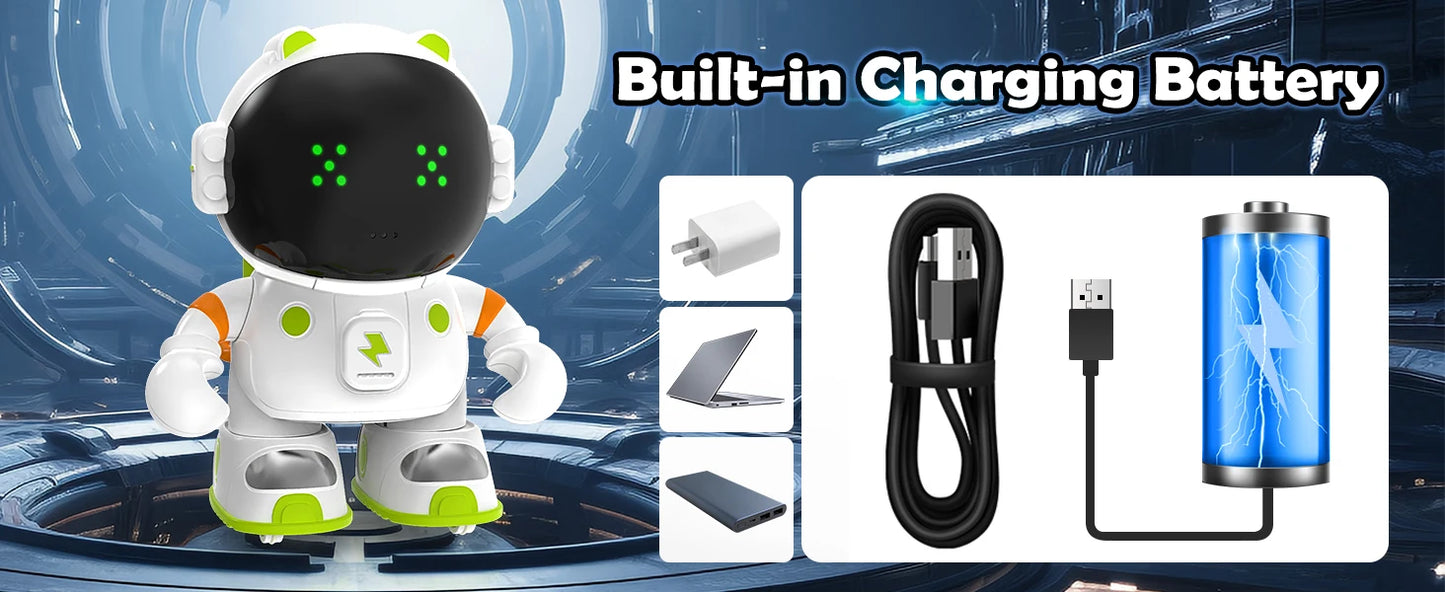 Interactive Smart Robot Toy for, Rechargeable Talking Toy with Touch Sense, Voice Control, Record, Dance & Sing, Birthday Gift