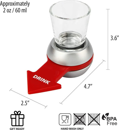 1pc Spin to Win Creative Drinking Game Toy - Fun Adult Beverage Accessory with Shot Glass, Plastic Spinner,14+, Party, KTV,Home