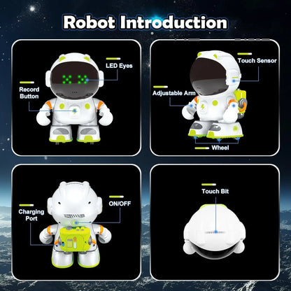 Interactive Smart Robot Toy for, Rechargeable Talking Toy with Touch Sense, Voice Control, Record, Dance & Sing, Birthday Gift