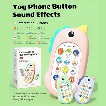 Unicorn Silicone Musical Baby Phone Toy for Toddlers 1-3, 13 Functions, 6-12M Babies, Educational Learning Developmental gift