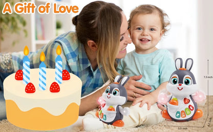 Musical Easter Bunny Toy, Dancing Crawling Tummy Time with Lights, Infant Learning Easter Gift & Basket Stuffer for Boys Girls