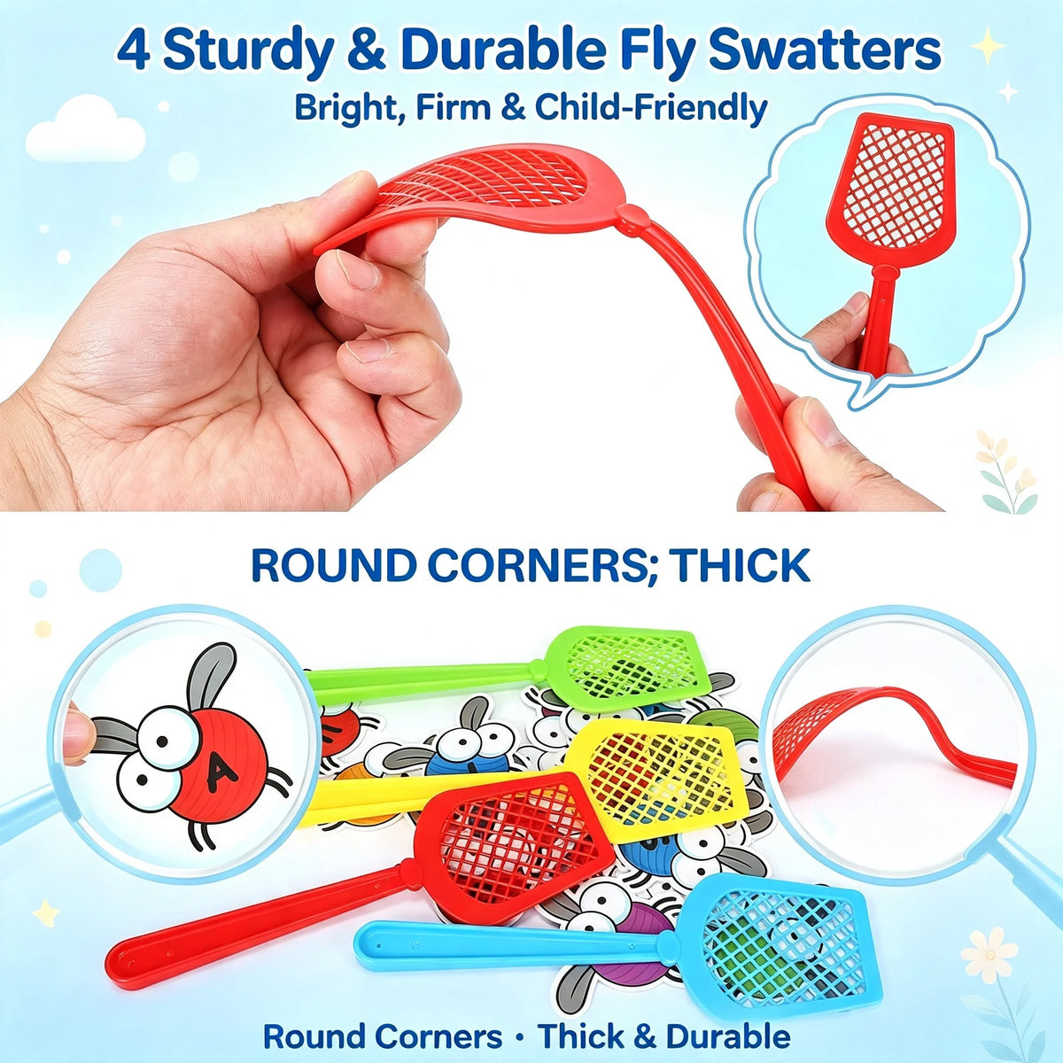 Kids Educational Fly Swatter Alphabet Game-Learning Flash Card Toy for Preschool Toddlers,Boost Focus & Brain Development Gift