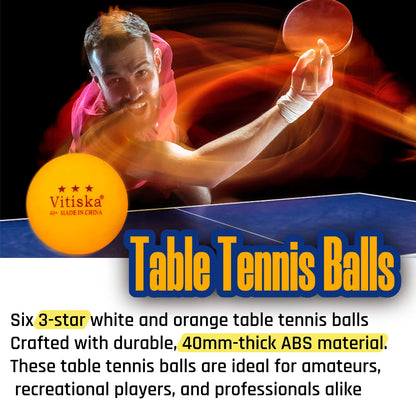 Ping Pong Paddle Set, Portable Table Tennis Set with Retractable Net & Carry Bag,40+ Pingpong Balls Indoor/Outdoor Games，gift