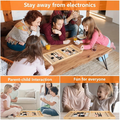 Fast Puck & Sling Puck Party Game, Winner Wooden Board Game For Family Parents Interaction, Birthday Christmas Helloween Gift