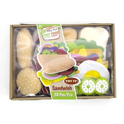 Felt Food Hamburger Sandwich Game Food Set (28 Pieces) Christmas Halloween gift Christmas, Halloween, Thanksgiving Gift
