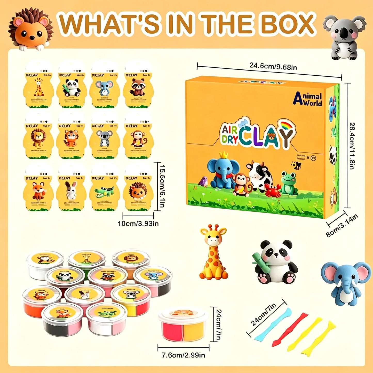 Air Dry Clay Kit with 12 Animal Molds, Full DIY Tools & Guides, Soft Non-Sticky Clay, Creative Gift for Children’s Day