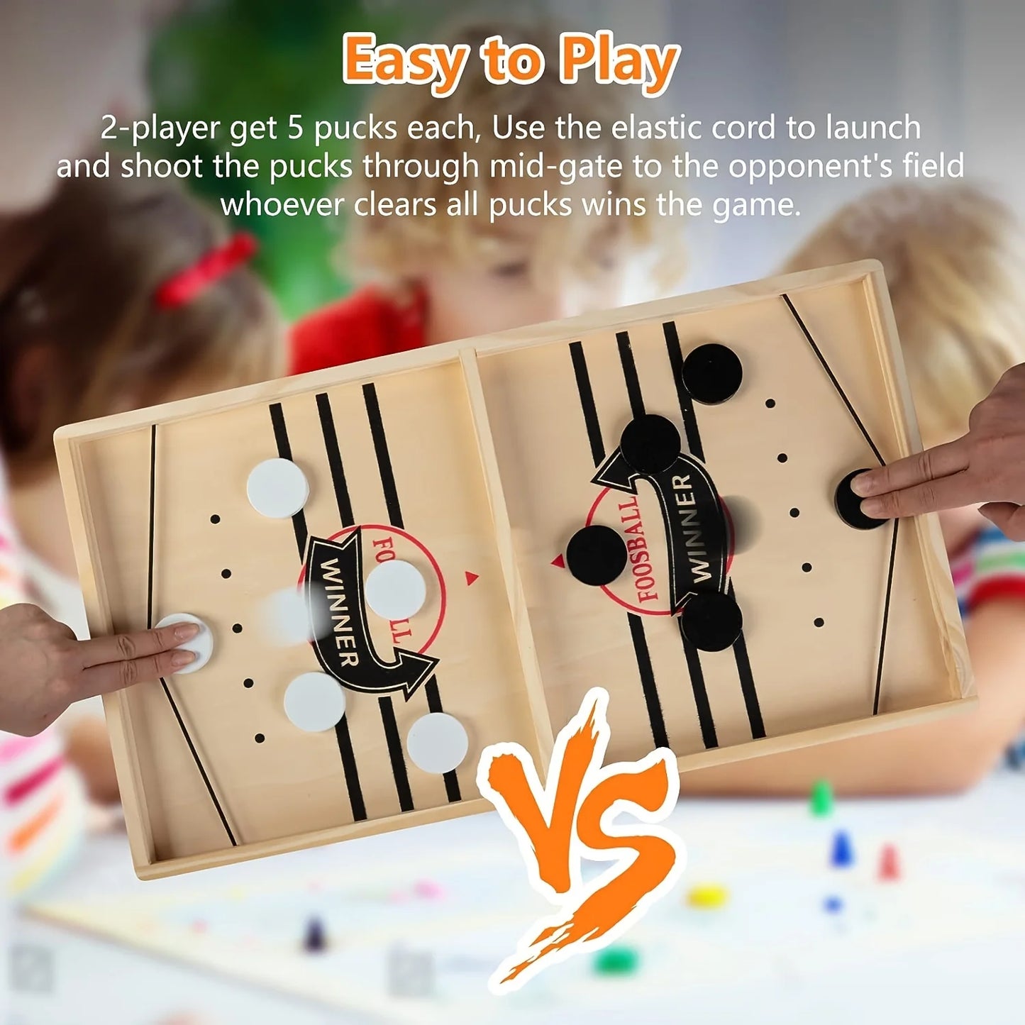 Fast Puck & Sling Puck Party Game, Winner Wooden Board Game For Family Parents Interaction, Birthday Christmas Helloween Gift