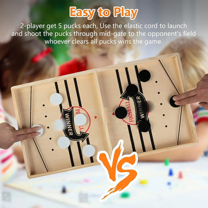 Fast Puck & Sling Puck Party Game, Winner Wooden Board Game For Family Parents Interaction, Birthday Christmas Helloween Gift
