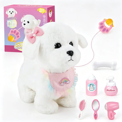 Interactive Stuffed Puppy Toys That Walk&Bark, Walking Dog Toy for Kids with Leash, Remote Control, Girls&Boys Aged 3+ GIFT