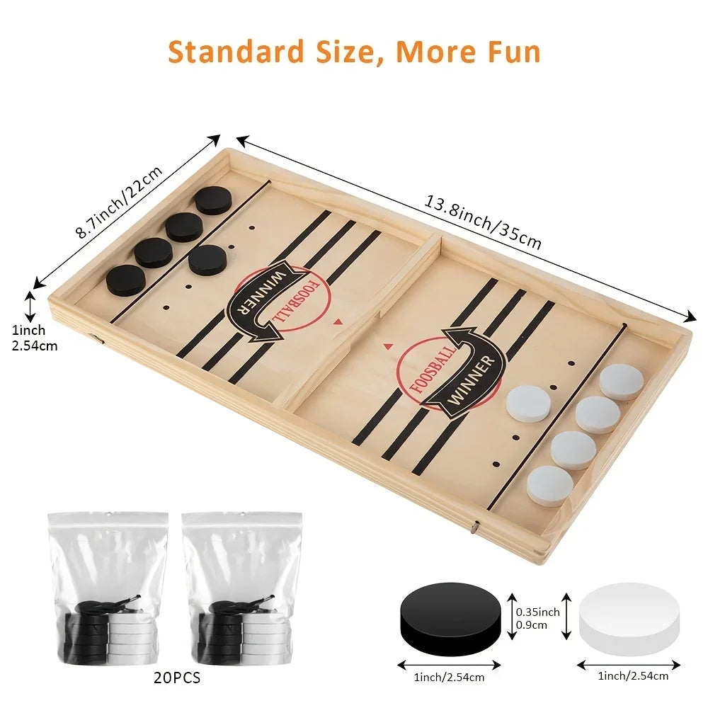 Fast Puck & Sling Puck Party Game, Winner Wooden Board Game For Family Parents Interaction, Birthday Christmas Helloween Gift