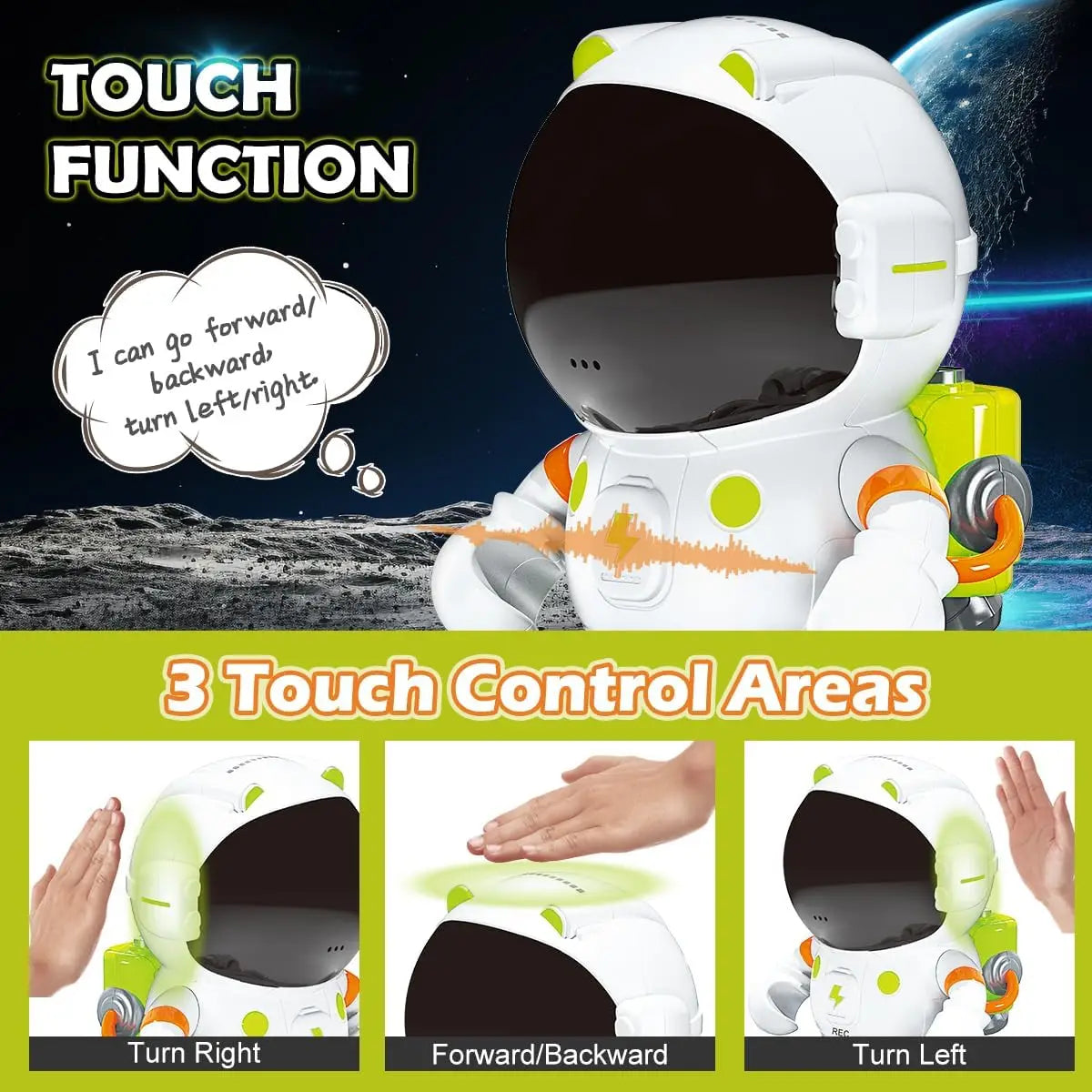 Interactive Smart Robot Toy for, Rechargeable Talking Toy with Touch Sense, Voice Control, Record, Dance & Sing, Birthday Gift
