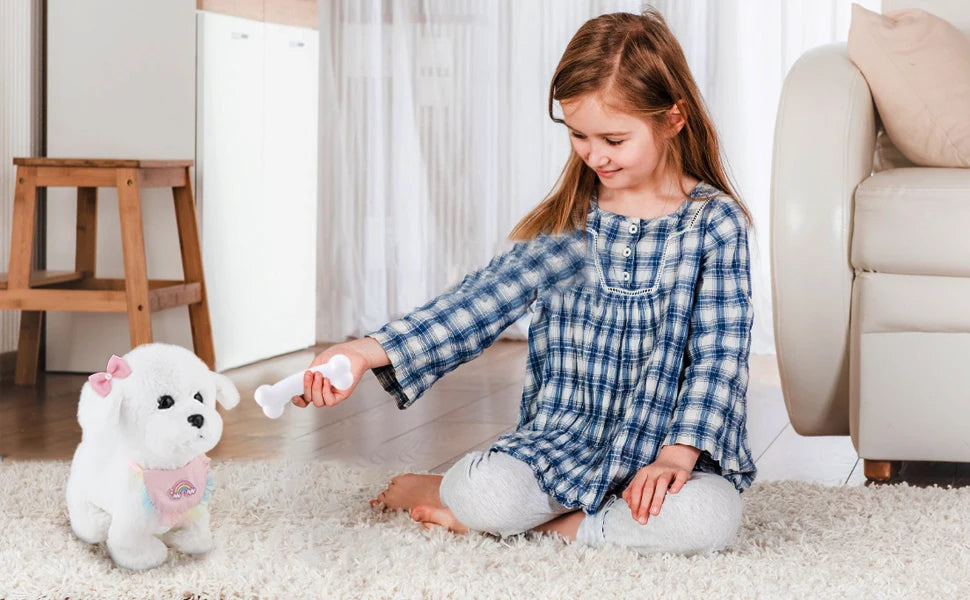Interactive Stuffed Puppy Toys That Walk&Bark, Walking Dog Toy for Kids with Leash, Remote Control, Girls&Boys Aged 3+ GIFT