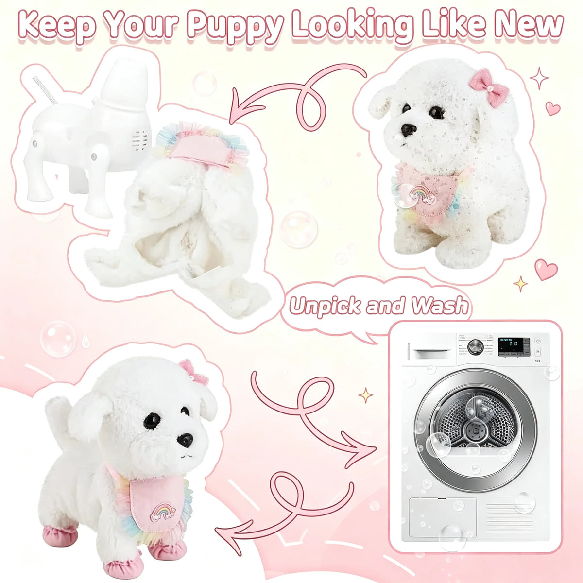 Interactive Stuffed Puppy Toys That Walk&Bark, Walking Dog Toy for Kids with Leash, Remote Control, Girls&Boys Aged 3+ GIFT