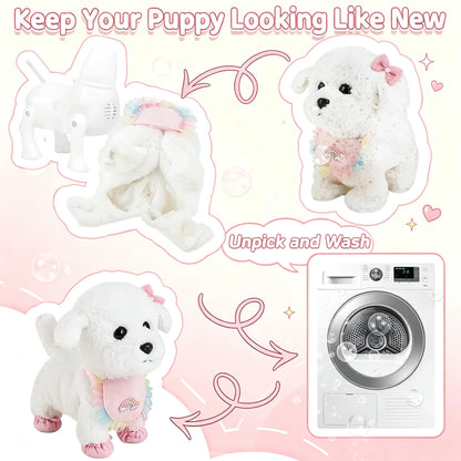 Interactive Stuffed Puppy Toys That Walk&Bark, Walking Dog Toy for Kids with Leash, Remote Control, Girls&Boys Aged 3+ GIFT