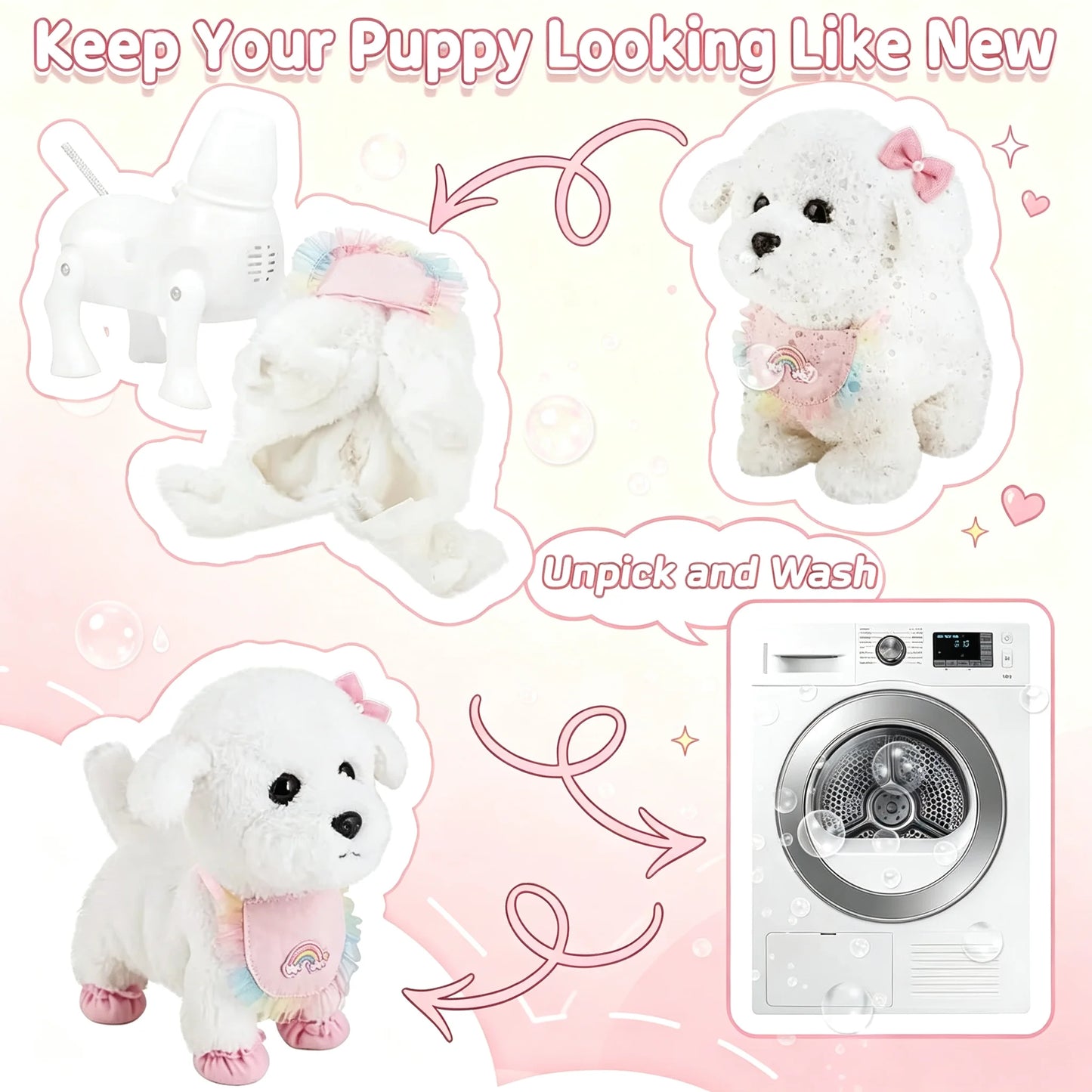Interactive Stuffed Puppy Toys That Walk&Bark, Walking Dog Toy for Kids with Leash, Remote Control, Girls&Boys Aged 3+ GIFT