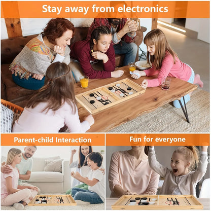 Fast Puck & Sling Puck Party Game, Winner Wooden Board Game For Family Parents Interaction, Birthday Christmas Helloween Gift
