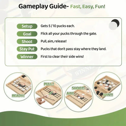 Fast Puck & Sling Puck Party Game, Winner Wooden Board Game For Family Parents Interaction, Birthday Christmas Helloween Gift