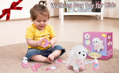 Interactive Stuffed Puppy Toys That Walk&Bark, Walking Dog Toy for Kids with Leash, Remote Control, Girls&Boys Aged 3+ GIFT