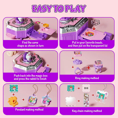 153Pcs Girls DIY Crafts Toy:Handmade Jewelry Magic Box for Girls Age 3+,Girls Ideal Brithday Gifts Chrismas Stuffer Stock