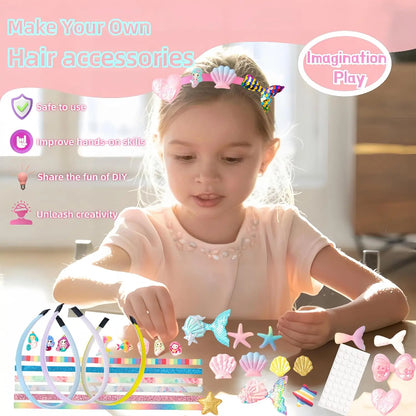Girls DIY Toy Hair Accessories, Arts & Crafts Gift Set 6pcs Headband Making Kit,Christmas Birthday Gift ages  6 7 8 9 10 11
