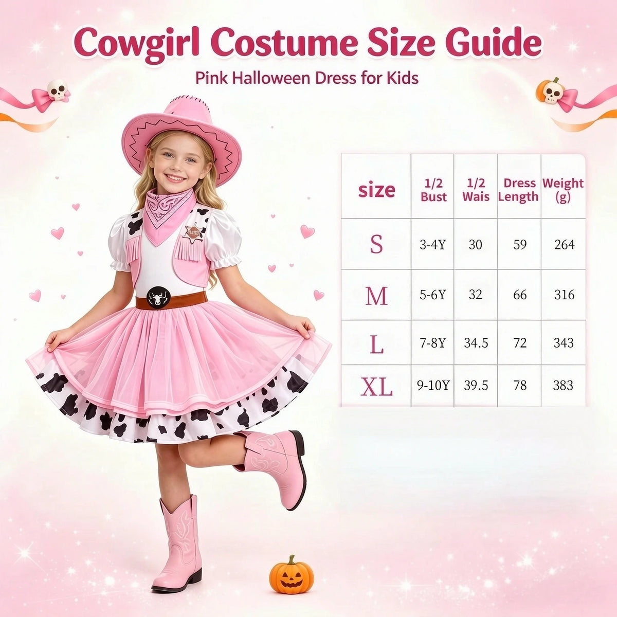 2Pcs Pink Western Cowgirl Outfit, Kids Halloween Cowgirl Dress, Vintage Role Play Costume for Party & Stage Show, Gift Option