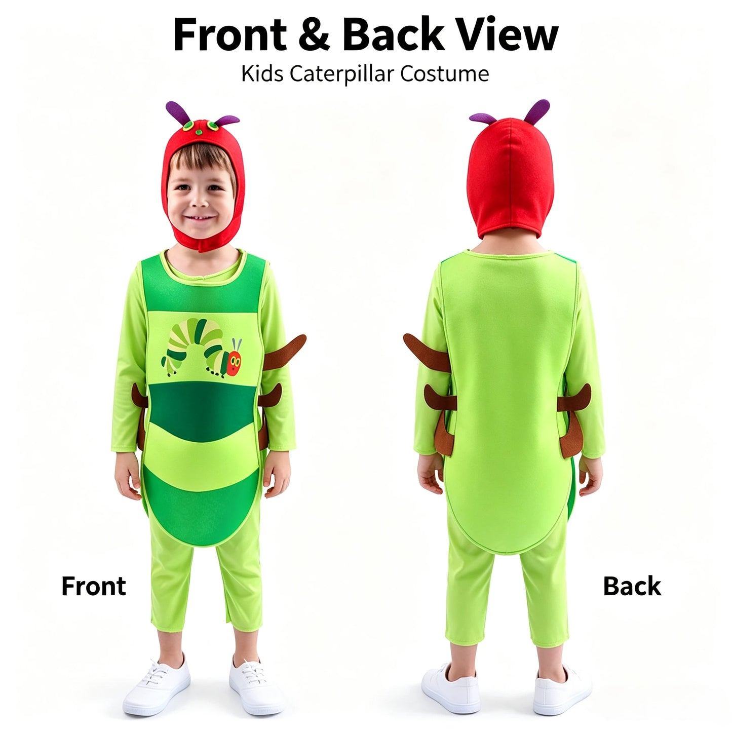 Cute Caterpillar Kids Costume, Vivid Cartoon Role‑Play Outfit, Full Dress‑up Set for Holiday Party & Stage Performance Gift