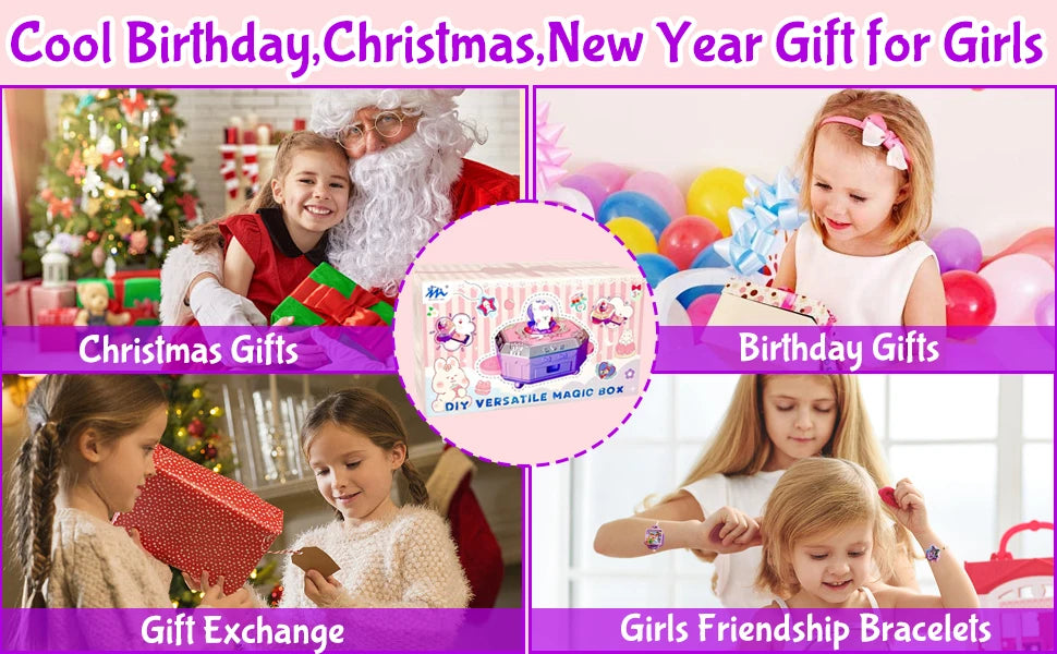 153Pcs Girls DIY Crafts Toy:Handmade Jewelry Magic Box for Girls Age 3+,Girls Ideal Brithday Gifts Chrismas Stuffer Stock