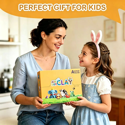 Air Dry Clay Kit with 12 Animal Molds, Full DIY Tools & Guides, Soft Non-Sticky Clay, Creative Gift for Children’s Day
