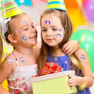 12 Sheets Glitter Kids Temporary Tattoos Toy Set- Mermaid Unicorn Rainbow Butterfly Waterproof for Girls Birthday Party Favors