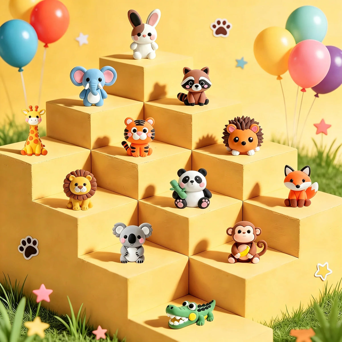Air Dry Clay Kit with 12 Animal Molds, Full DIY Tools & Guides, Soft Non-Sticky Clay, Creative Gift for Children’s Day