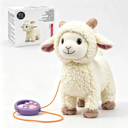 Interactive Singing Walking Lamb Plush Toy - Soft Stuffed Animal with Leash! Electronic Pet for Babies & Toddlers, birthday Gift